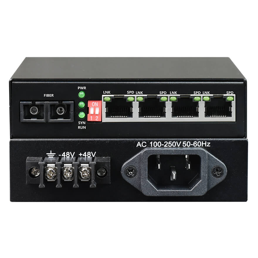 4-Port Fast Ethernet to Optical Media Converter