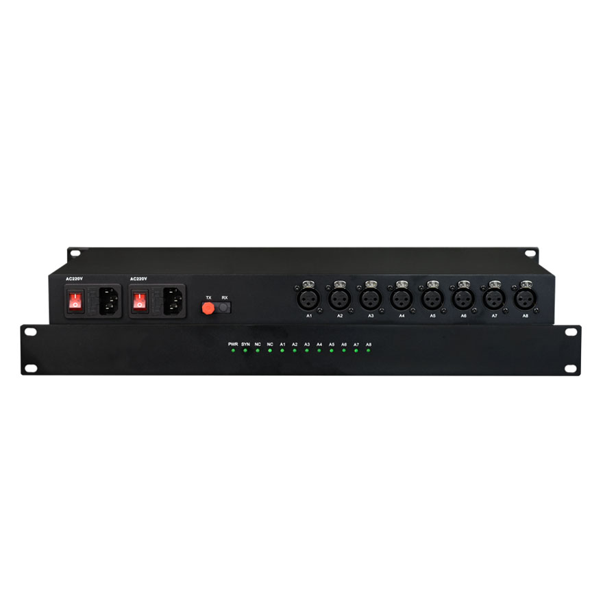 8 Channel AES/EBU Digital Audio + Analog Audio Fiber Optical Converter