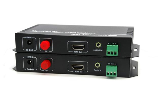 HDMI fiber optic extender is a transmission device to extend the HDMI audio and video signals