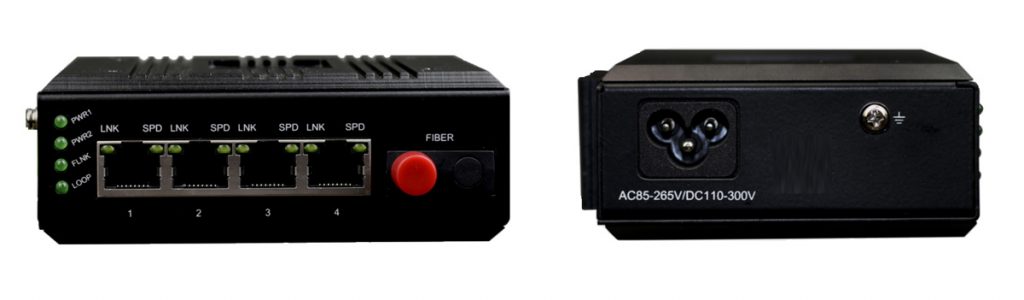 industrial 4 port fiber media converter