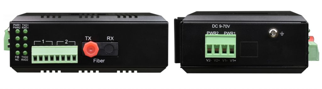 serial data (1 port rs485 and 1 port rs232) to optical fiber converter
