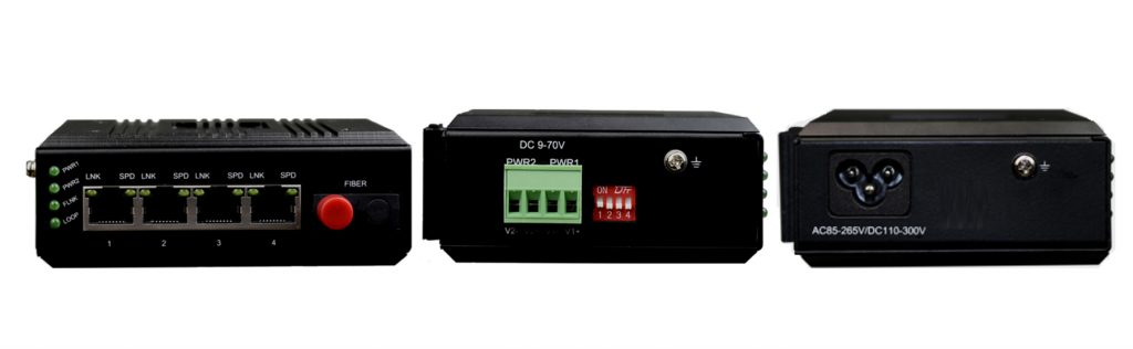 Industrial Rail 4 Ports Gigabit Copper Ethernet to Fiber Media Converter