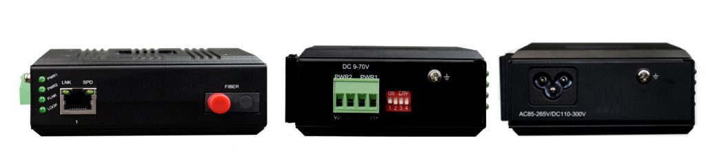 Industrial Rail 1 Port FE Fiber Media Converter