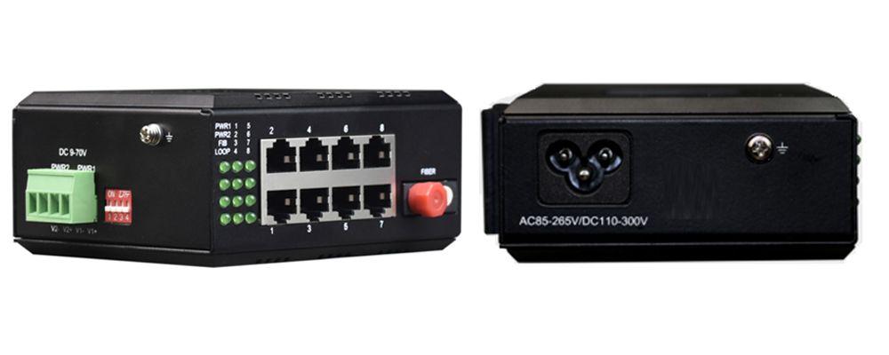 Industrial Rail Type 8 Ports 10/100M Fiber Media Converter