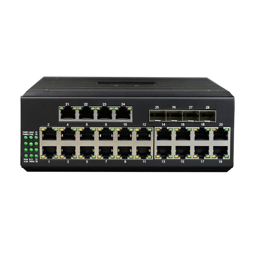 Managed Din-Rail 24-Port Gigabit Ethernet + 4-Port 1000M SFP Industrial Switch