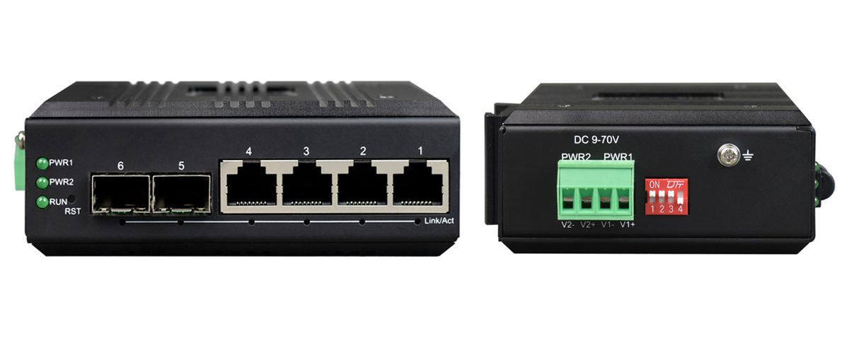 Managed 4 Ports Gigabit Ethernet Industrial Switch With 2 Gigabit SFP