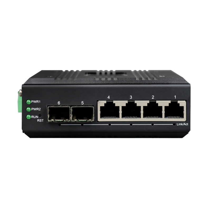Managed Din-Rail 4-Port Gigabit Ethernet + 2-Port 100/1000M SFP Industrial Switch (RSTP Ring Network)