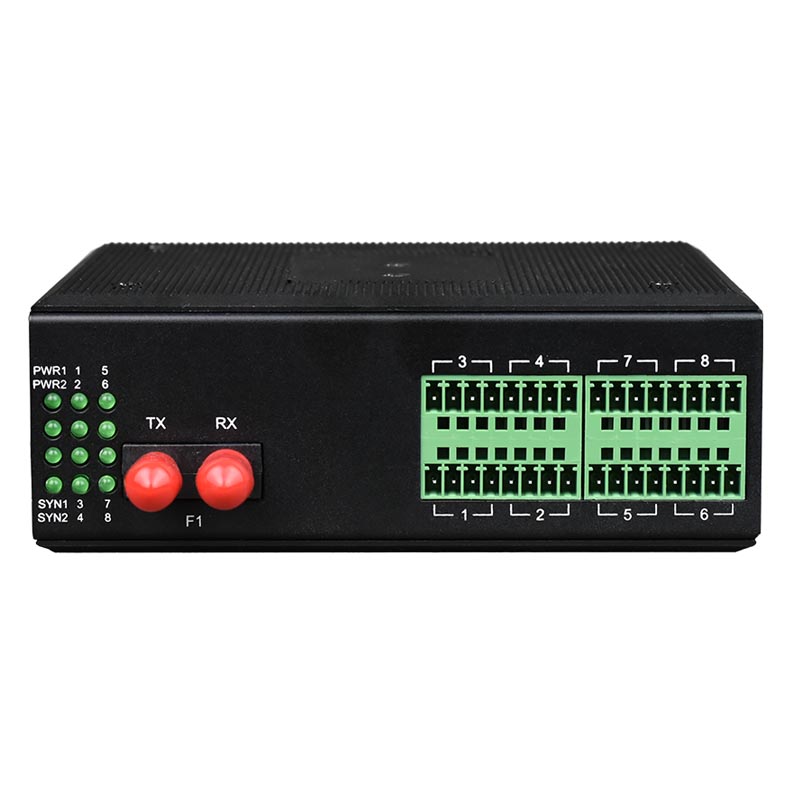 Conversor DIN Rail 8 canais 4-20mA para fibra
