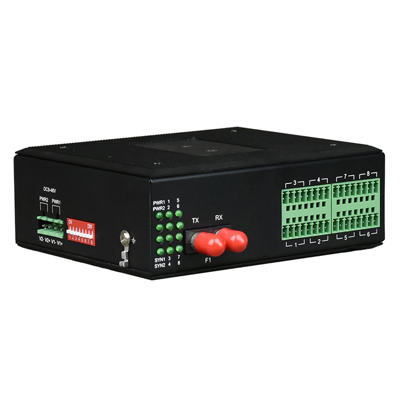 Conversor DIN Rail 8 canais 4-20mA para fibra