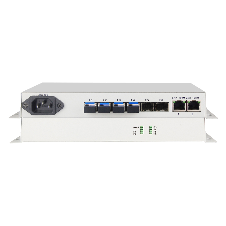 Медиаконвертер 2*FE+6*100 Base-FX