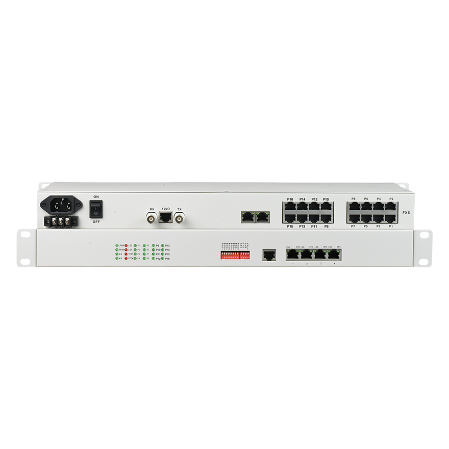 16Голос + 4FE + 4*RS232/422/485 через E1 PCM-мультиплексор