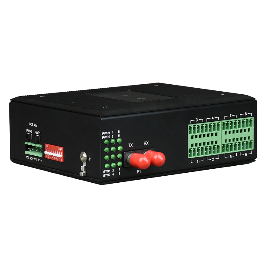 Industrial 8-Port Serial to Fiber Converter