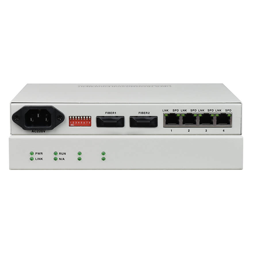 4-Port 100Base-TX to 100Base-FX Media Converter (1+1 Fiber Backup)