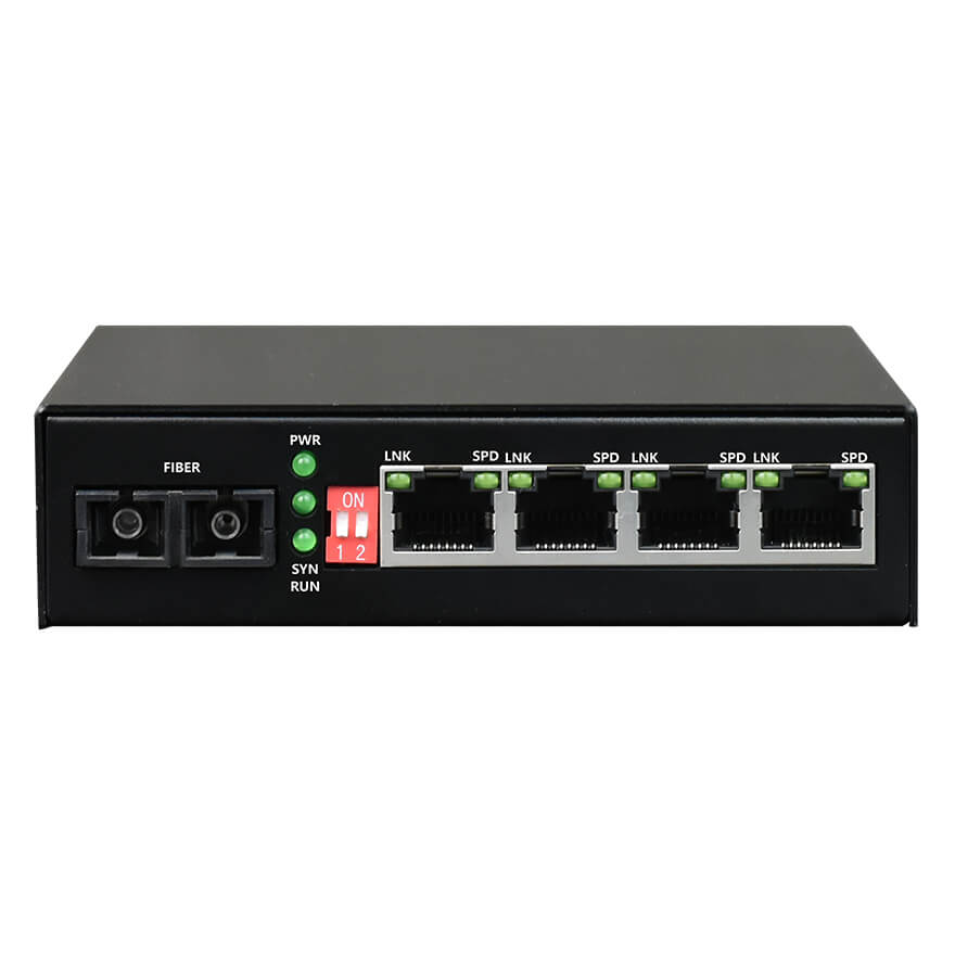 4-Port Fast Ethernet to Optical Media Converter