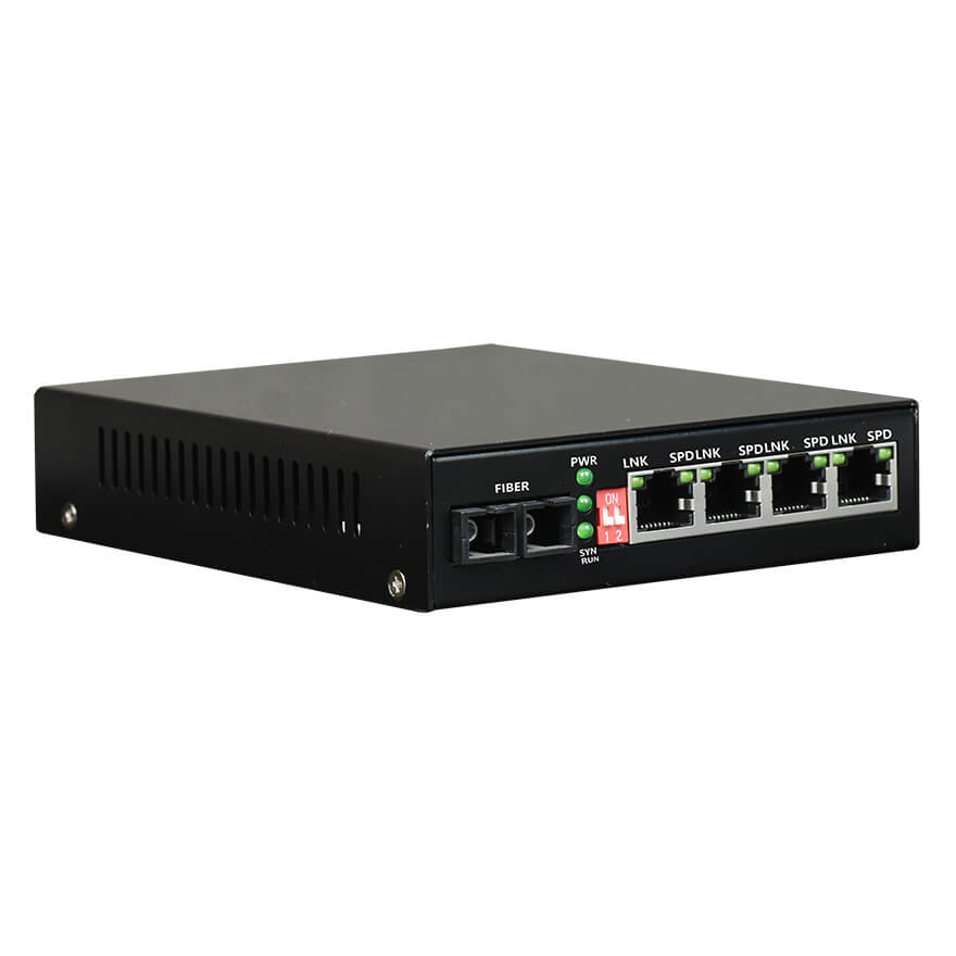 4-Port Fast Ethernet to Optical Media Converter