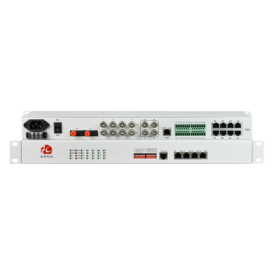 4ch video+4GE+8ch voice+serial+dry contact multiplexer