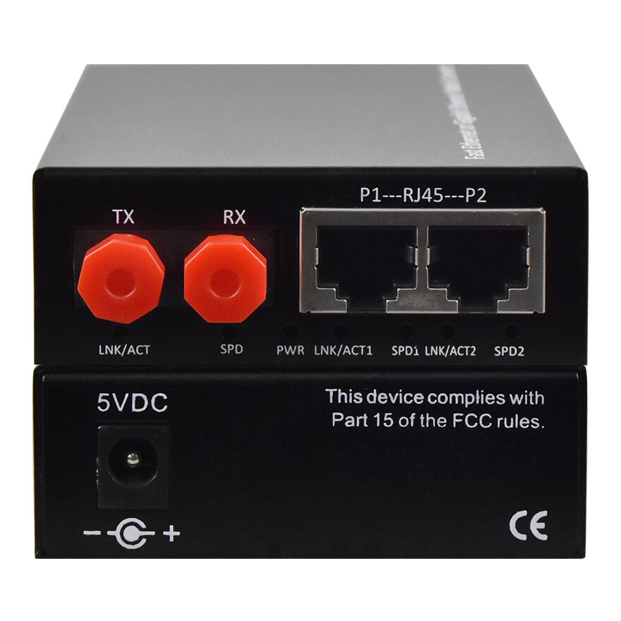 Convertisseur de média 2 ports 10/100Base-TX vers 100Base-FX
