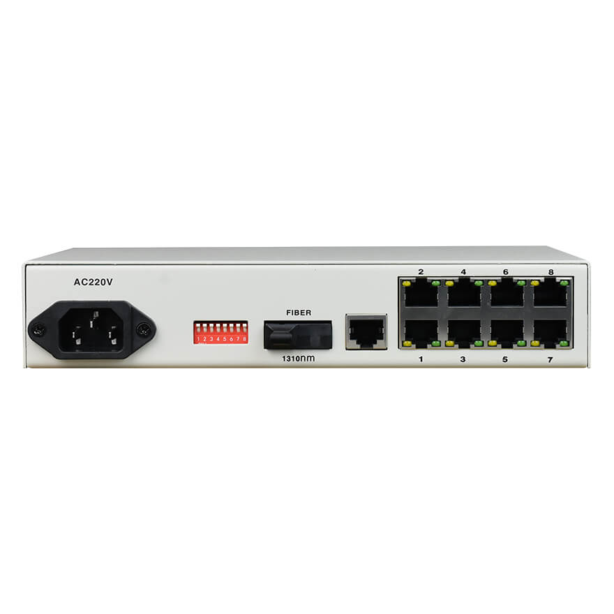 Managed 8-Port 10/100Base-TX to 100Base-FX Media Converter