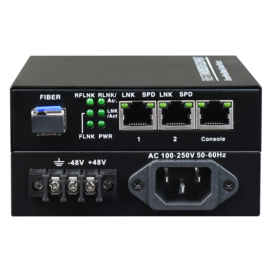 2GE Fiber Media Converter (Power Internal, black)