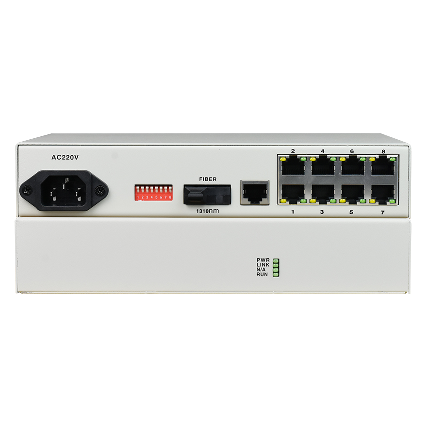 Managed 8-Port 10/100Base-TX to 100Base-FX Media Converter