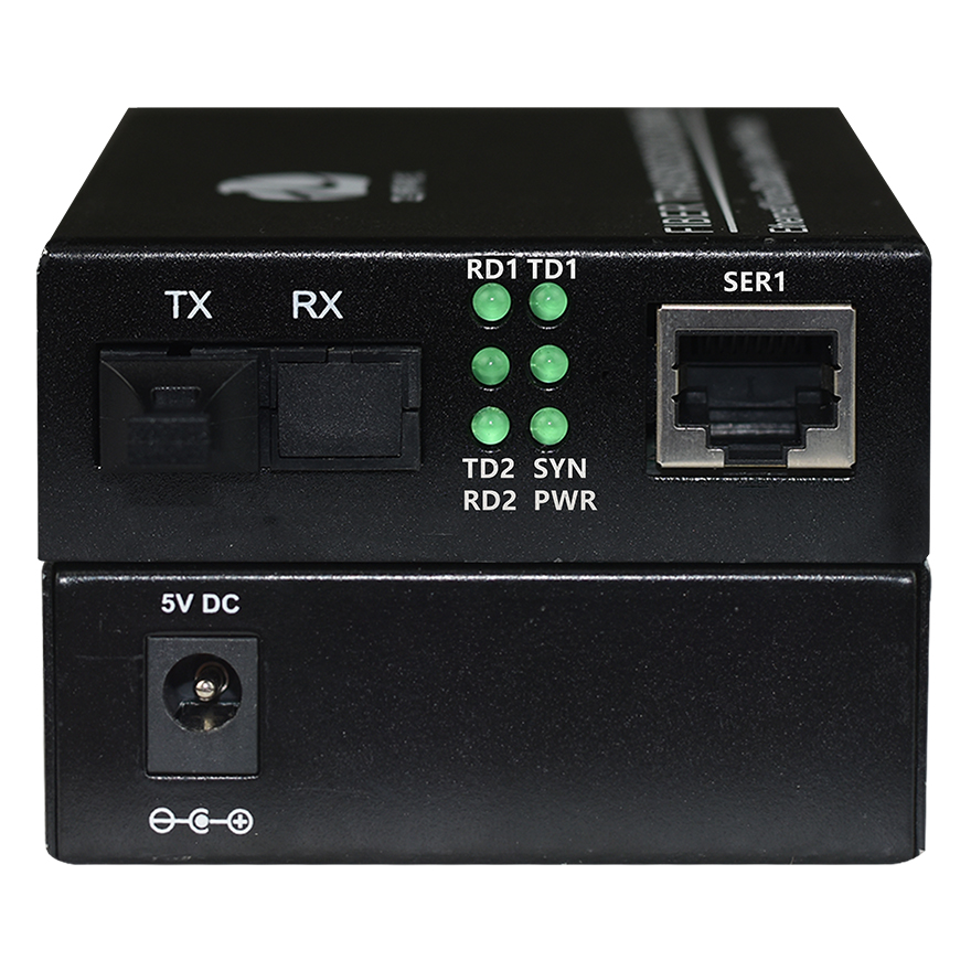 2 Channels RS232/485/422 Fiber Modem | Serial to Fiber Converter | Mini Type