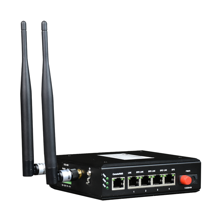 Fibra óptica WiFi backup 4*FE para 1 uplink 100M óptico Transceptor óptico de nível industrial