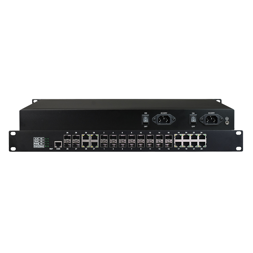 관리형 랙마운트 8포트 기가비트 UTP + 16포트 기가비트 SFP + 4포트 기가비트 SFP/UTP 콤보 산업용 스위치