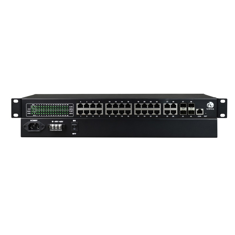 Switch industrial combinado Gigabit UTP de 24 portas + Gigabit SFP/UTP de 4 portas para montagem em rack gerenciado