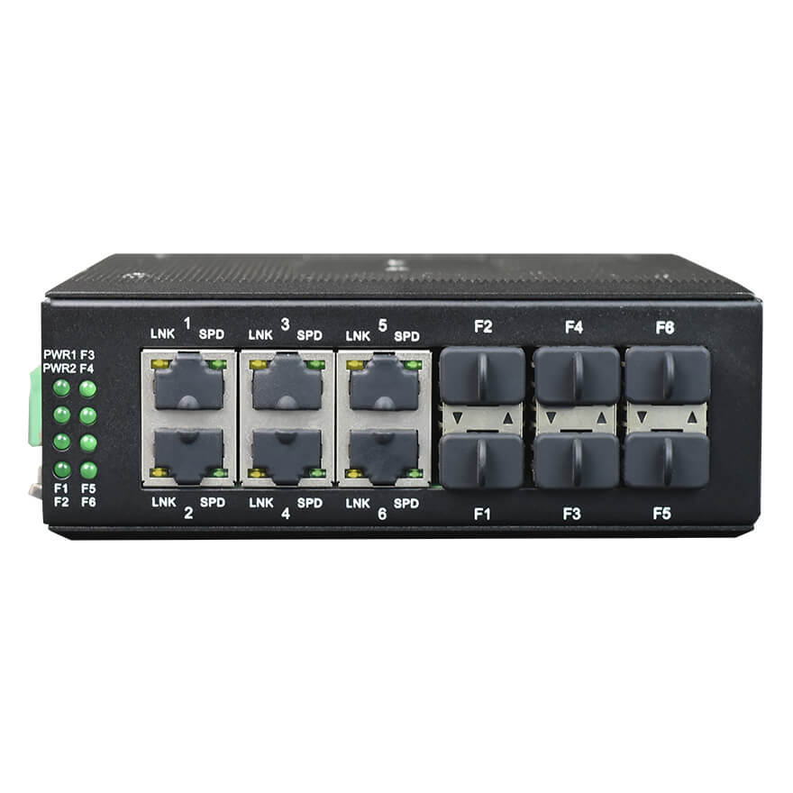 관리형 Din-Rail 6포트 기가비트 이더넷 + 6포트 기가비트 SFP 산업용 링 네트워크 스위치