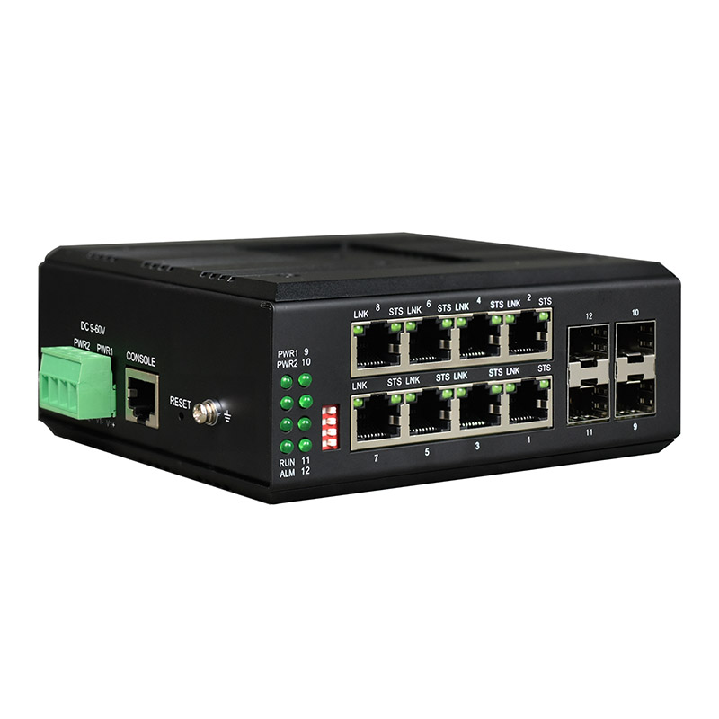 Managed Din-Rail 8-Port Gigabit Ethernet + 4-Port 1G SFP Industrial Switch