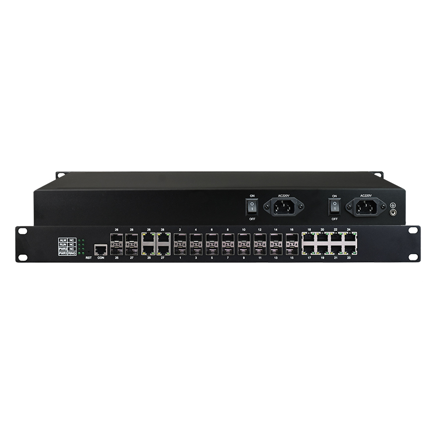 Industrial management type 8 channel GE UTP+16 channel 1000M optical SFP + 4 gigabit SFP / UTP combo interface switch