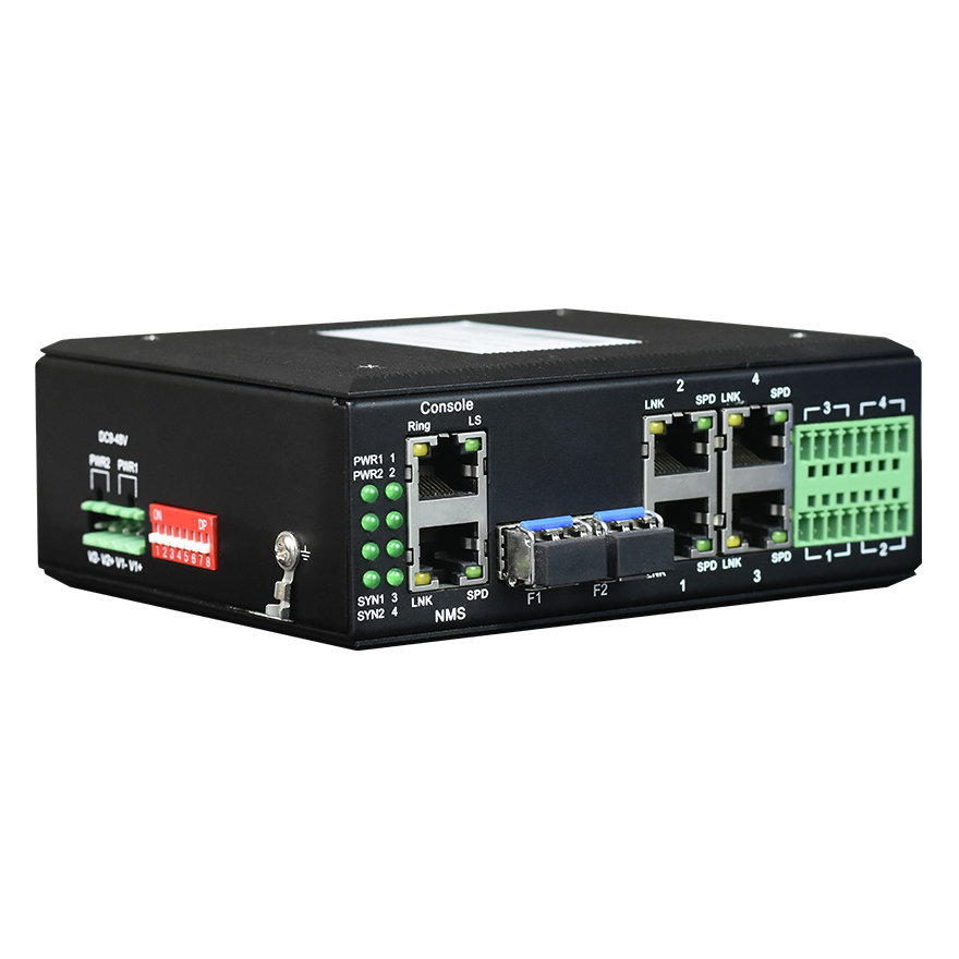 Managed Din-Rail 4-Port 10/100M Ethernet + 2-Port Gigabit SFP + 4-Port Serial Data Industrial Switch