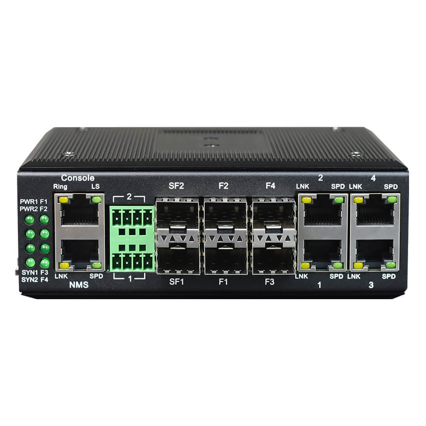 Managed DIN-Rail 4-Port 10/100M Ethernet + 4-Port 100M Optical + 2-Port 1000M SFP Industrial Switch