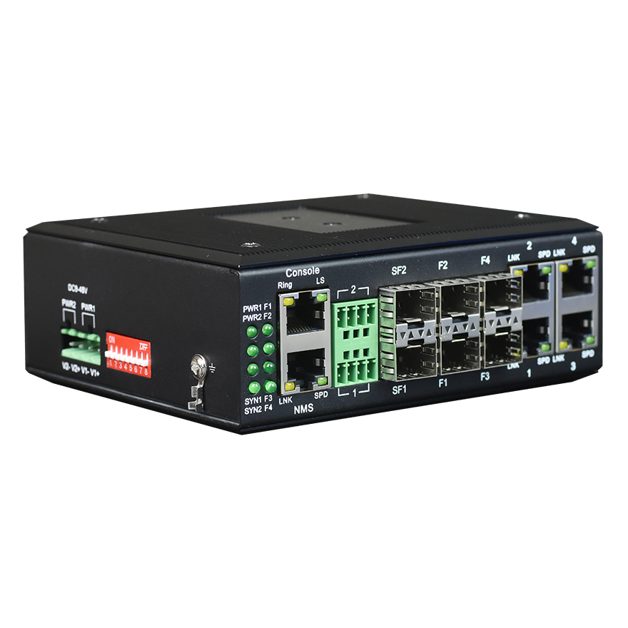 Managed DIN-Rail 4-Port 10/100M Ethernet + 4-Port 100M Optical + 2-Port 1000M SFP Industrial Switch