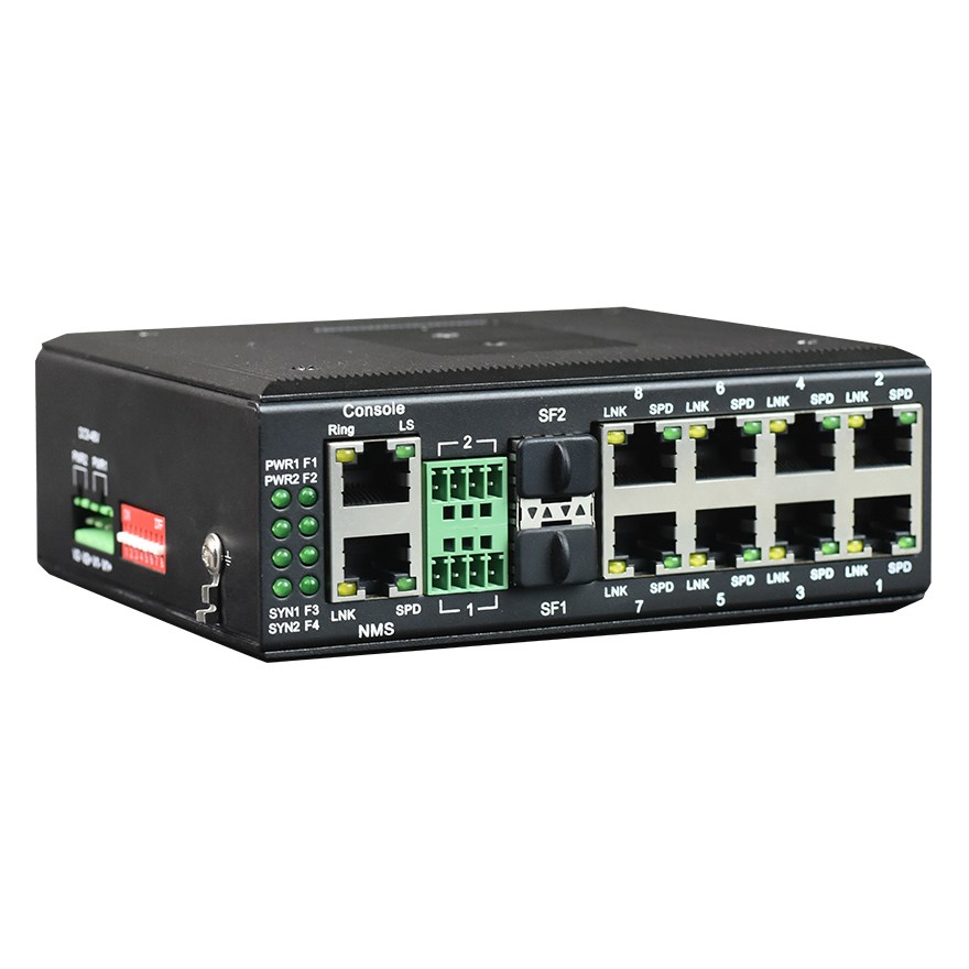 Industrial Rail 8FE+2RS232+2SFP Ring Network Ethernet Switch