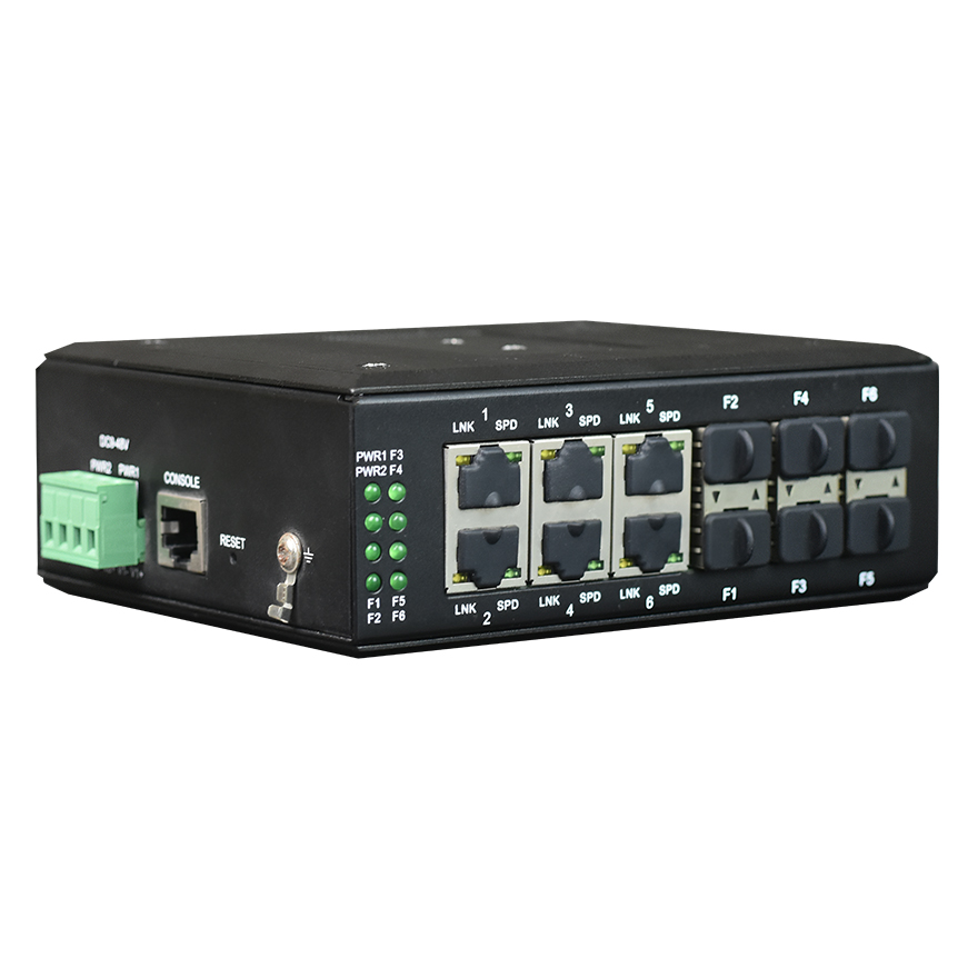 Managed Din-Rail 6-Port Gigabit Ethernet + 6-Port Gigabit SFP Industrial Ring Network Switch