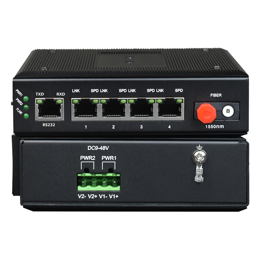 Managed Industrial 4*FE+1*Serial Media Converter