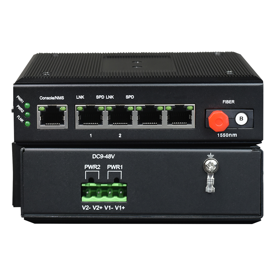 Industrial Rail 2FE Fiber Media Converter