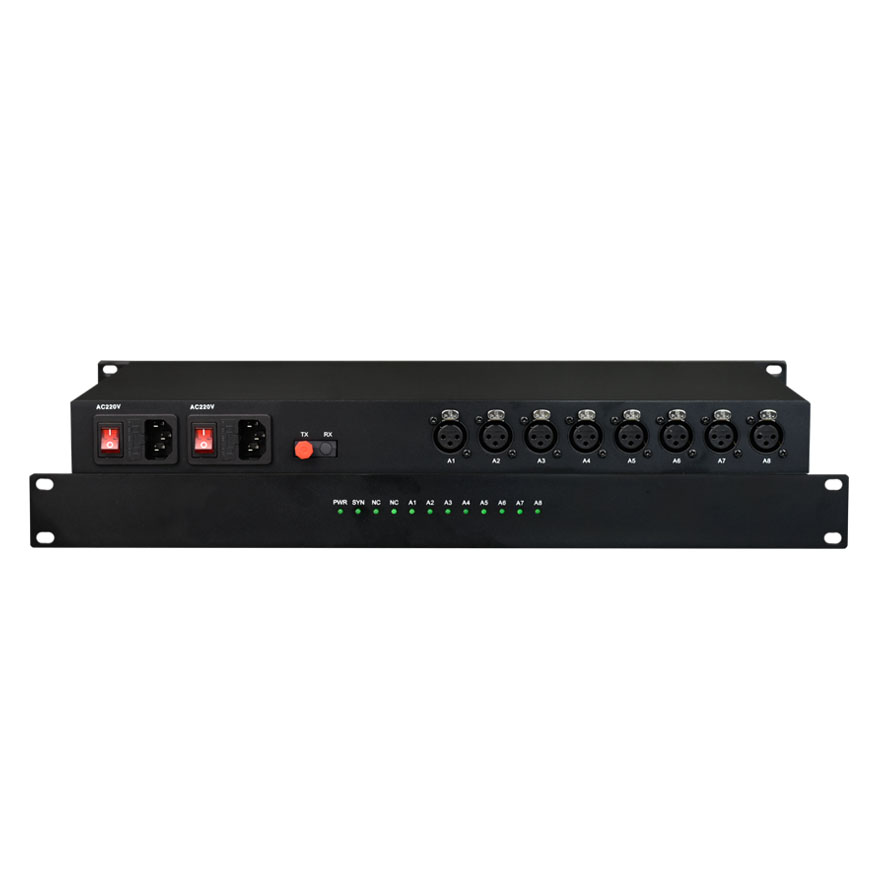 8 Channel AES/EBU Broadcast Audio XLR to Fiber Converter