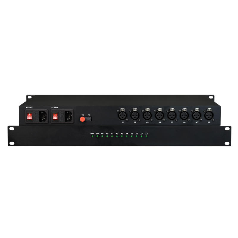 8 Channel AES/EBU Broadcast Audio XLR to Fiber Converter