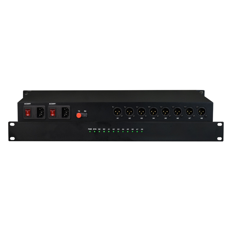 8 Channel AES/EBU Broadcast Audio XLR to Fiber Converter