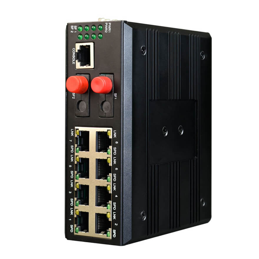 Commutateur industriel Ethernet Gigabit optique 2 ports Din-Rail géré + 8 ports Gigabit Ethernet