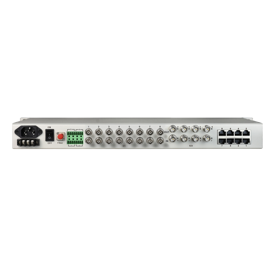 3G HD-SDI + Ethernet + DI/DO + Serial + Telephone + E1 Fiber Mux