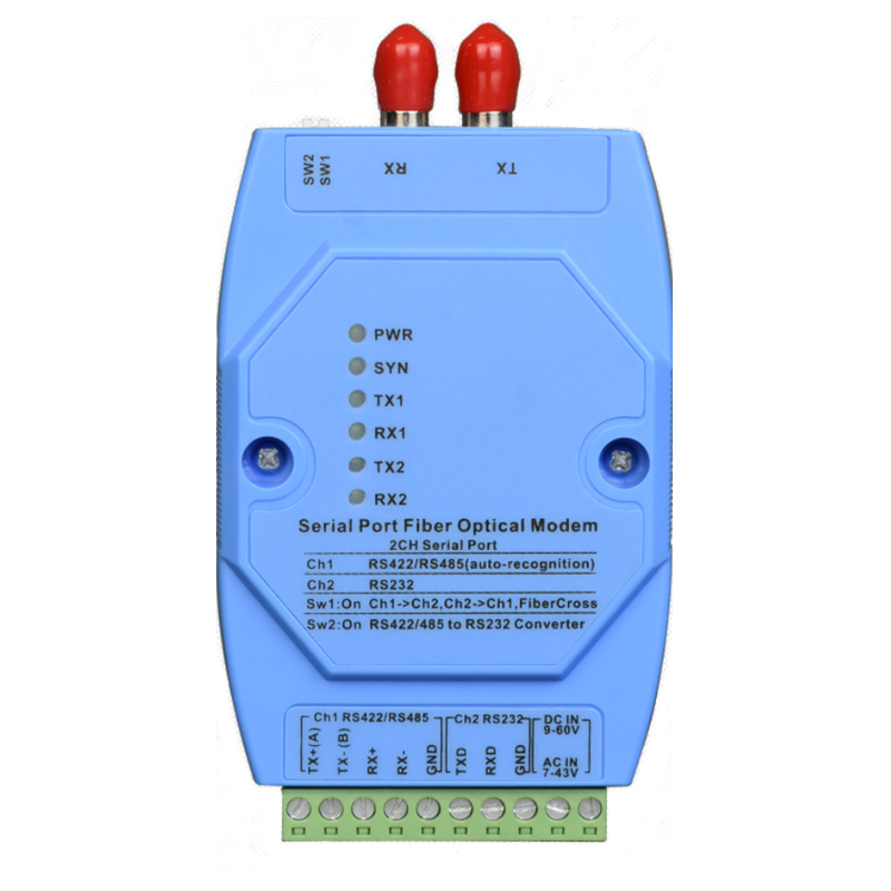 Multifunctional Industrial Grade 2 Channels Serial Fiber Modem ( RS485/422/232 to Fiber Optic Converter , RS232 to RS485/422 Converter )