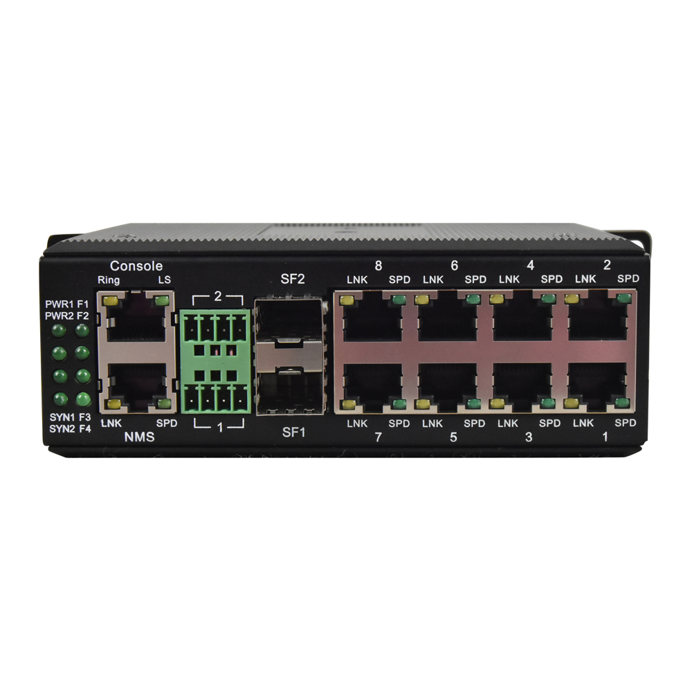 Simple WEB Managed Industrial Railed 2 GE Optical Ports to 8 Electric Ports Switch