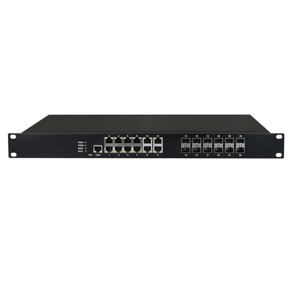 Managed Rackmount 12-Port Gigabit Ethernet + 12-Port Gigabit SFP Industrial Switch
