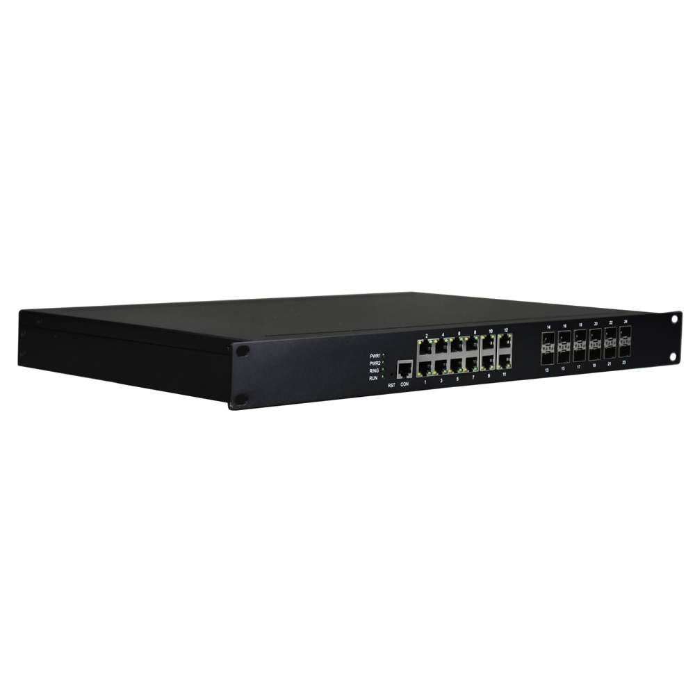 Managed Rackmount 12-Port Gigabit Ethernet + 12-Port Gigabit SFP Industrial Switch