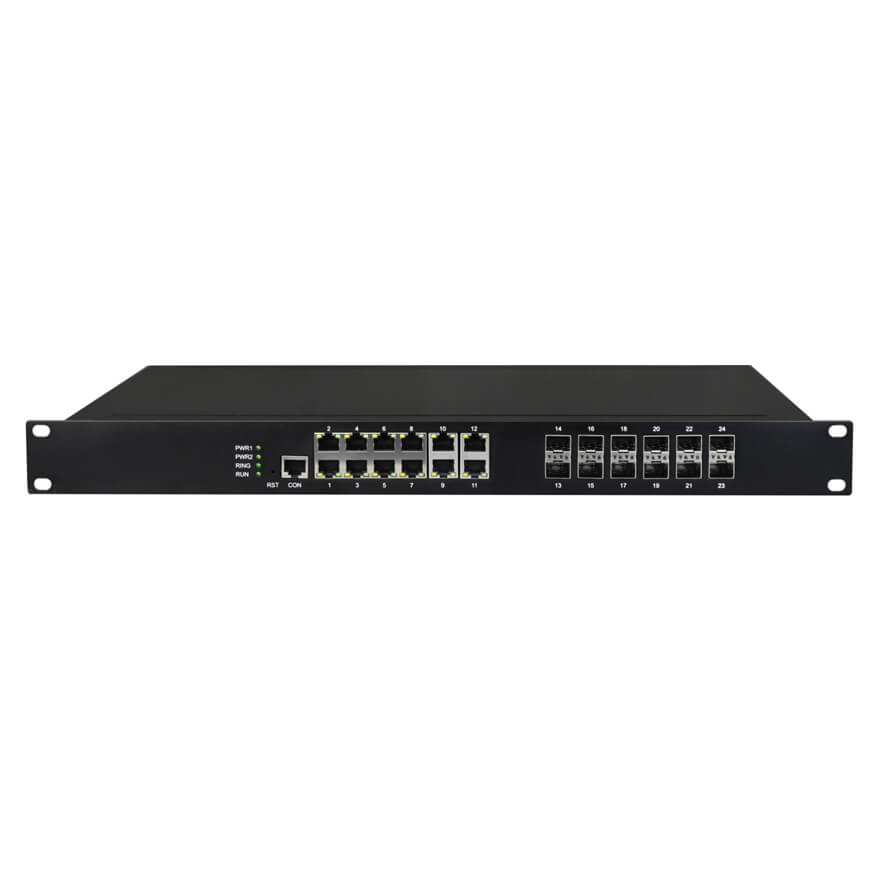 Managed Rackmount 12-Port Gigabit Ethernet + 12-Port Gigabit SFP Industrial Switch