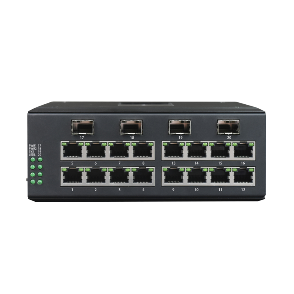 Managed Din-Rail 16-Port Gigabit Ethernet + 4-Port 1000M SFP Industrial Switch