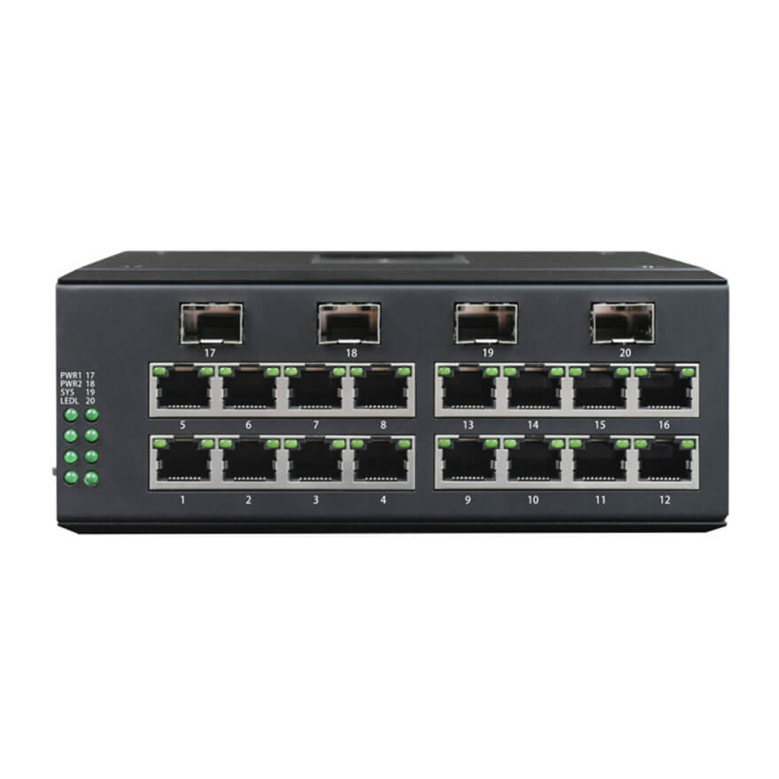 Managed Din-Rail 16-Port Gigabit Ethernet + 4-Port 1000M SFP Industrial Switch